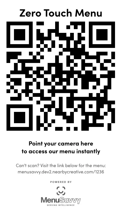 MenuSavvy QR codes